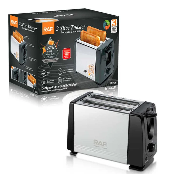 Prajitor de paine RAF R262, 750W, 2 sloturi, 6 trepte prajire, tava firimituri, compact, garantie 3 ani