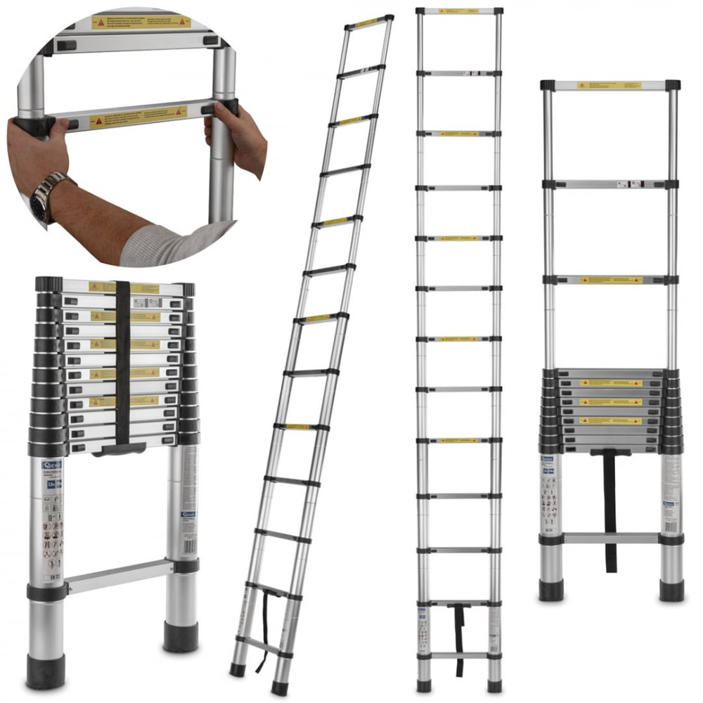 Scarǎ telescopică din aluminiu 2.9 m, 10 trepte, pliabilă, capacitate 150 kg