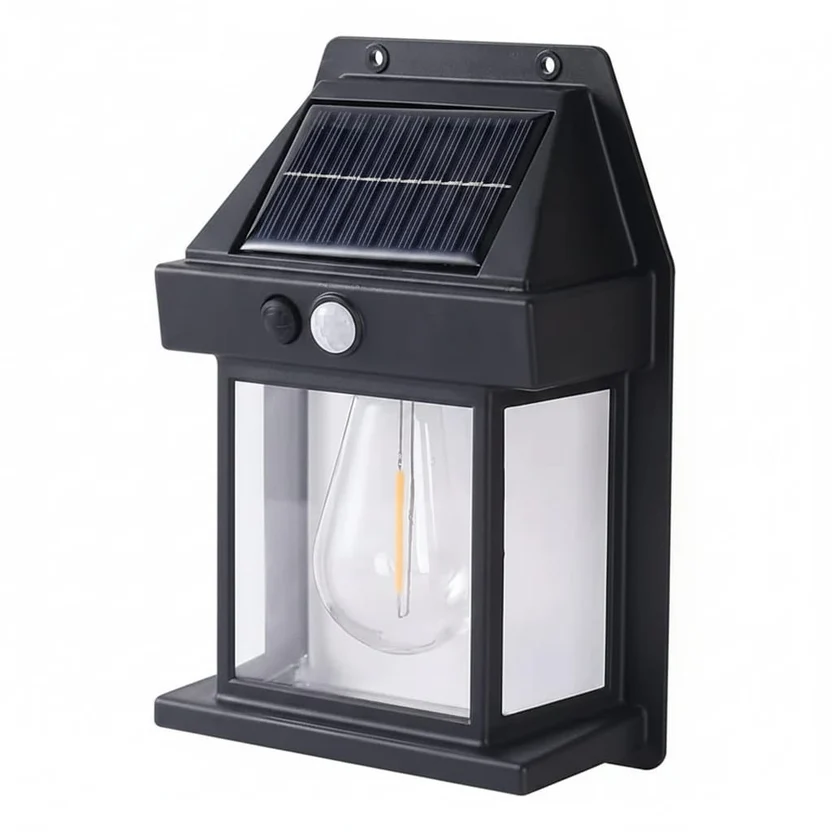 Set 6 Lampi Solare de Perete Tip Felinar, Senzor de Miscare, Iluminare LED Automata, Rezistente la Intemperii, Negru