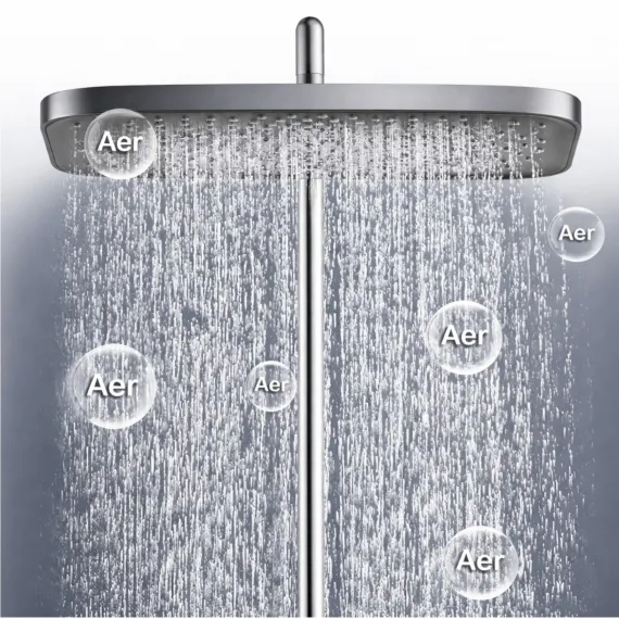 Set de dus cu afisaj LED si control termostatic, 4 moduri de pulverizare, sistem cu aer, din inox