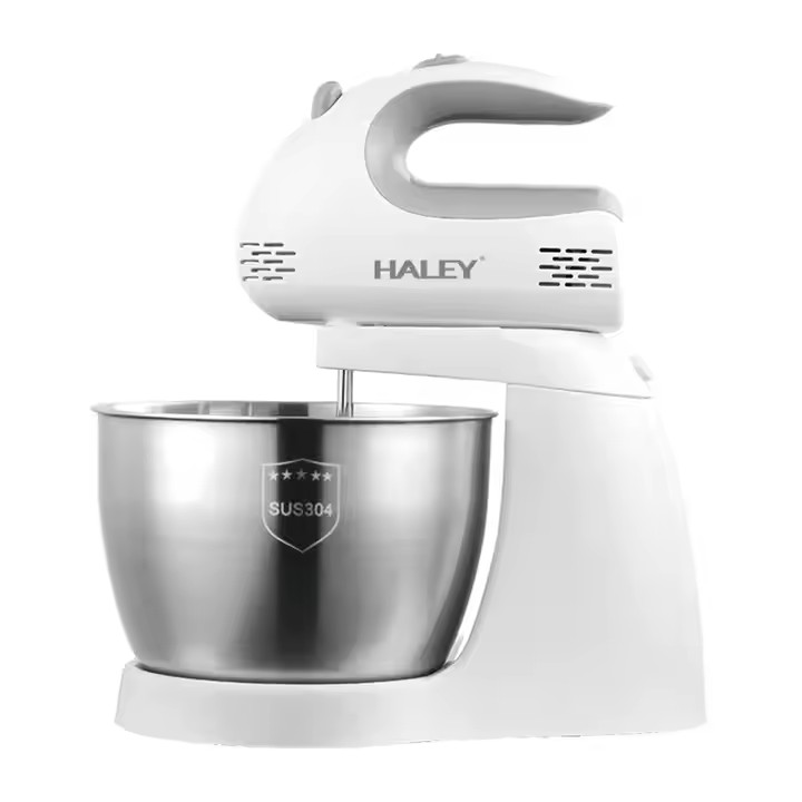 Mixer de Inalta Performanta HALEY, Garantie 3 Ani, 500W, Bol Inox 3L, 5 Trepte de Viteza, Alb/Inox