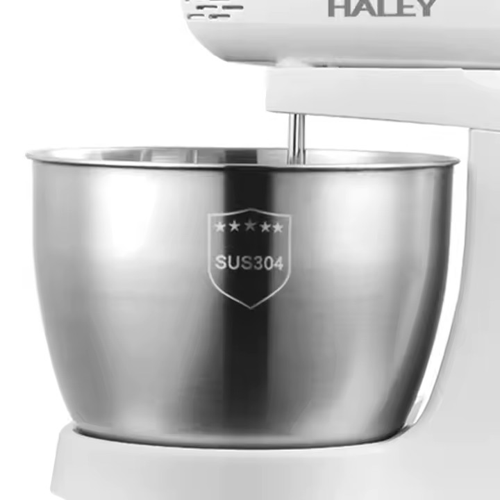 Mixer de Inalta Performanta HALEY, Garantie 3 Ani, 500W, Bol Inox 3L, 5 Trepte de Viteza, Alb/Inox