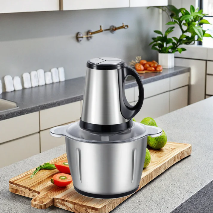 Tocător electric cu vas din inox 5L, 500W, 3 viteze, lame din oțel inoxidabil
