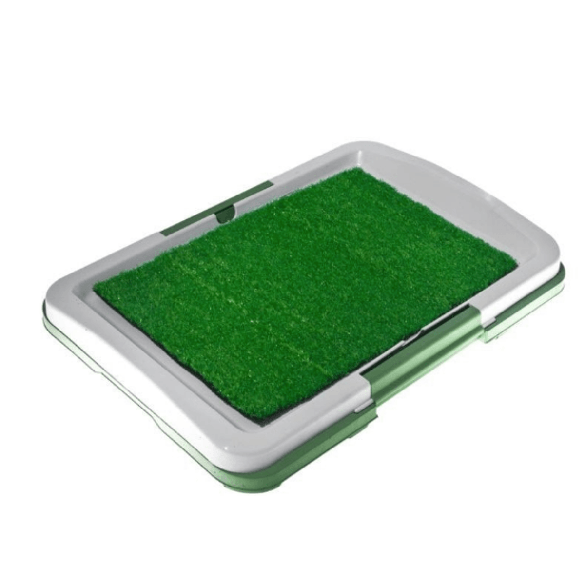 Toaleta pentru caini si pisici cu iarba artificiala, Puppy Potty Pad, 3 straturi, tava colectare, 47 x 34 cm