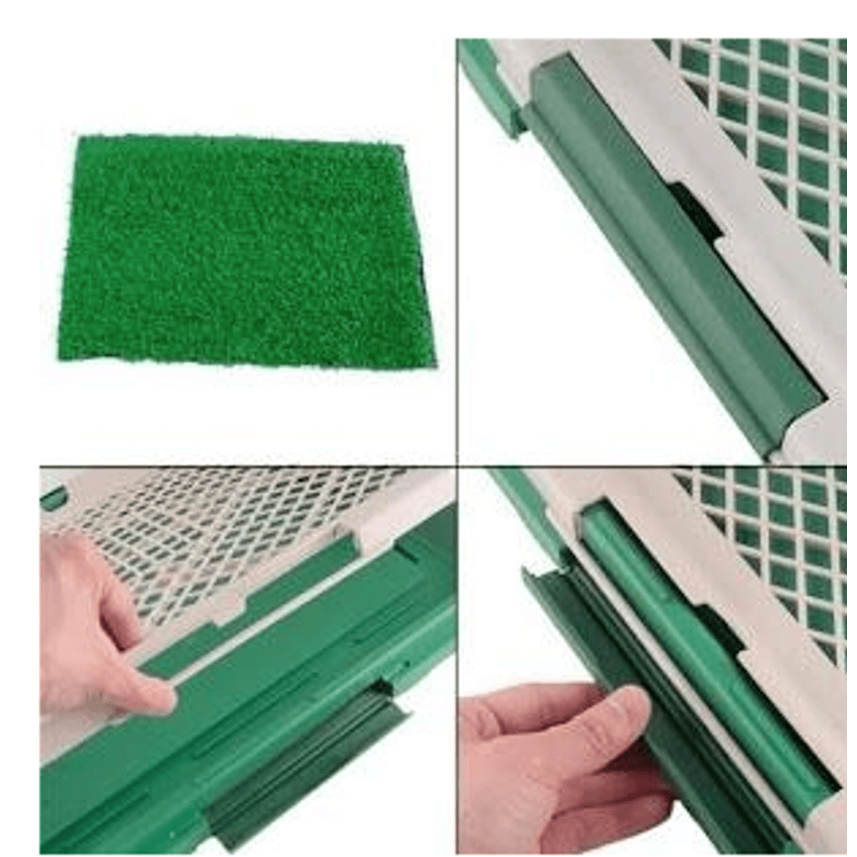 Toaleta pentru caini si pisici cu iarba artificiala, Puppy Potty Pad, 3 straturi, tava colectare, 47 x 34 cm
