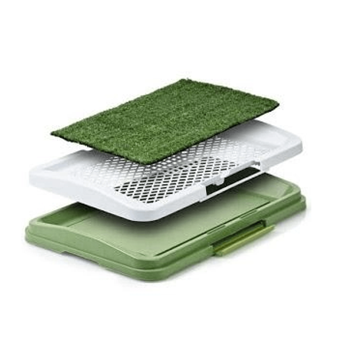 Toaleta pentru caini si pisici cu iarba artificiala, Puppy Potty Pad, 3 straturi, tava colectare, 47 x 34 cm