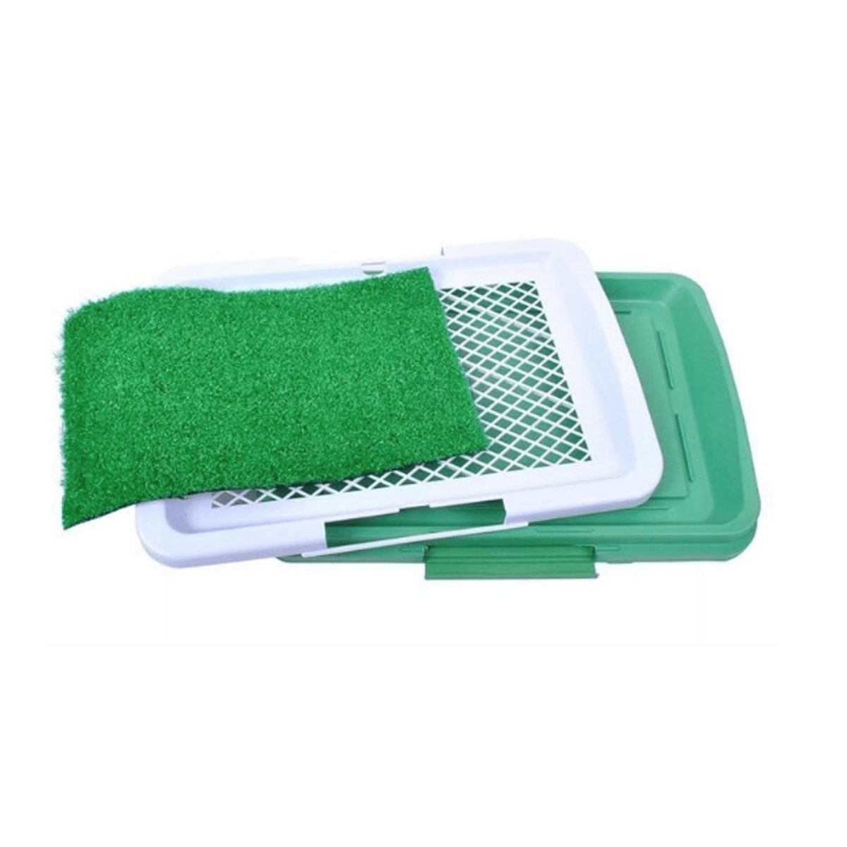 Toaleta pentru caini si pisici cu iarba artificiala, Puppy Potty Pad, 3 straturi, tava colectare, 47 x 34 cm