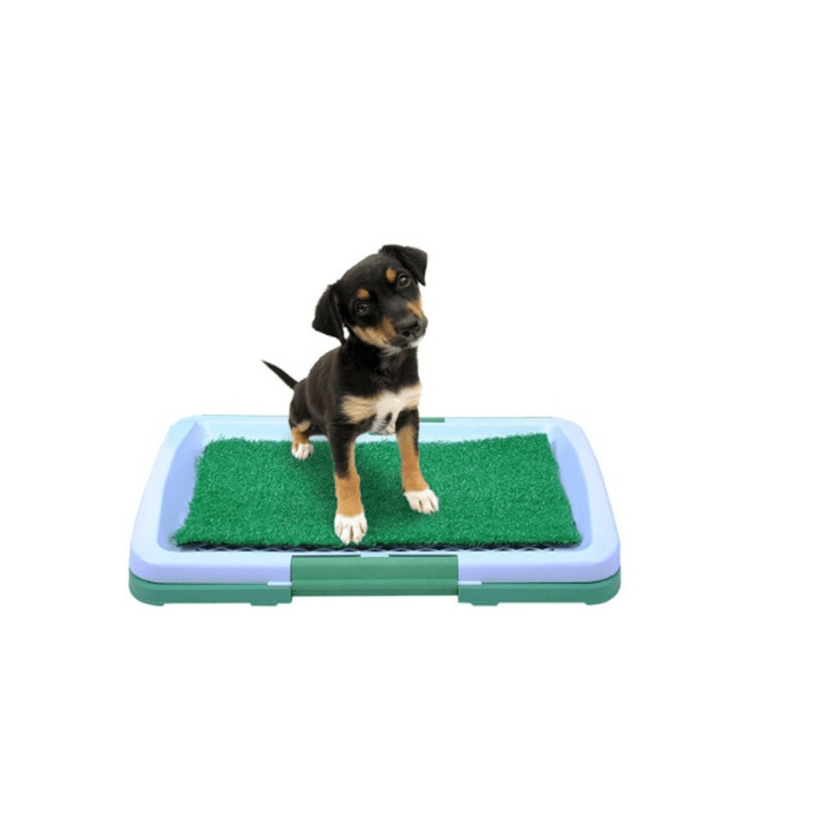 Toaleta pentru caini si pisici cu iarba artificiala, Puppy Potty Pad, 3 straturi, tava colectare, 47 x 34 cm
