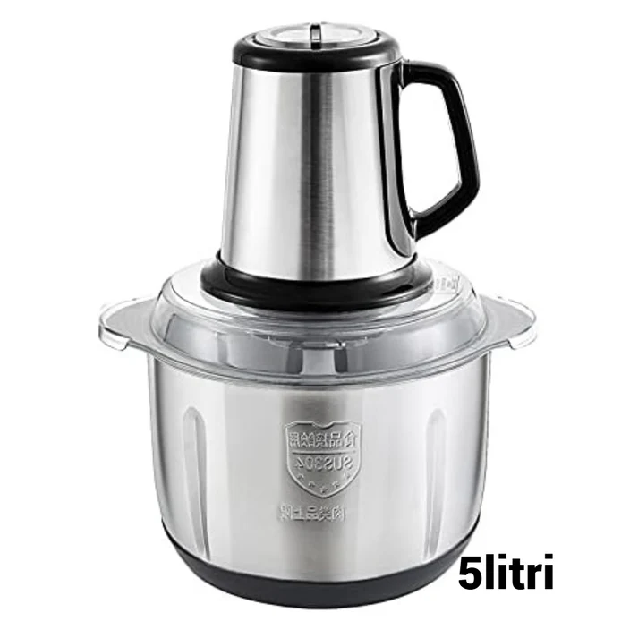 Tocător electric cu vas din inox 5L, 500W, 3 viteze, lame din oțel inoxidabil