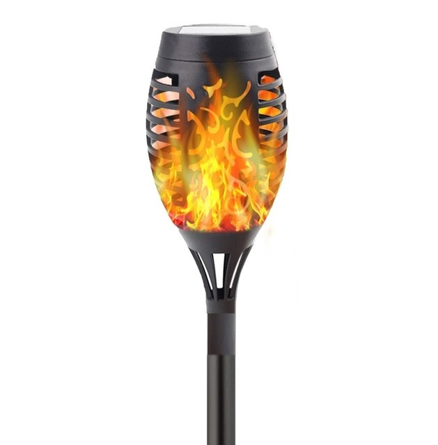 Lampă Solară LED Tip Torță cu Efect Flacără, 12 LED, IP65, Pornire Automată, pentru Exterior