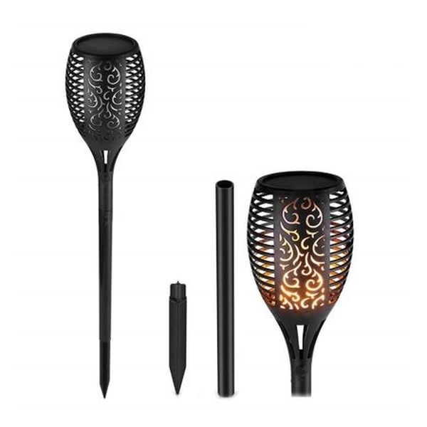 Lampă Solară LED Tip Torță cu Efect Flacără, 12 LED, IP65, Pornire Automată, pentru Exterior