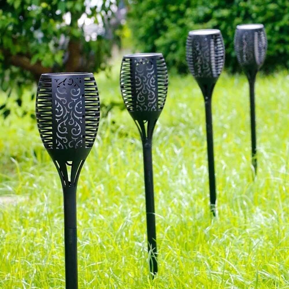 Lampă Solară LED Tip Torță cu Efect Flacără, 12 LED, IP65, Pornire Automată, pentru Exterior