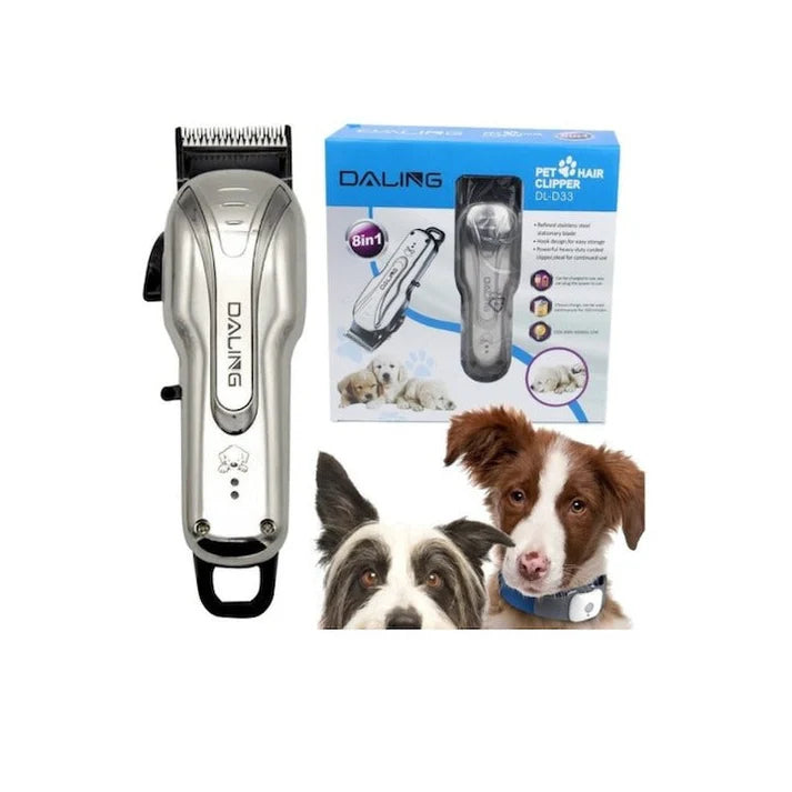 Mașină de Tuns Animale Daling DL-D33 8 în 1 | Câini, Pisici și Oi | Motor Puternic 12W | 4 Piepteni | Reîncărcabilă | Accesorii Complete