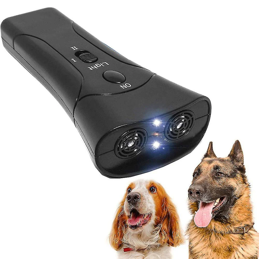 Aparat cu ultrasunete pentru caini, dispozitiv portabil dresaj si descurajare, raza pana la 12 m, LED integrat, alimentare 9V