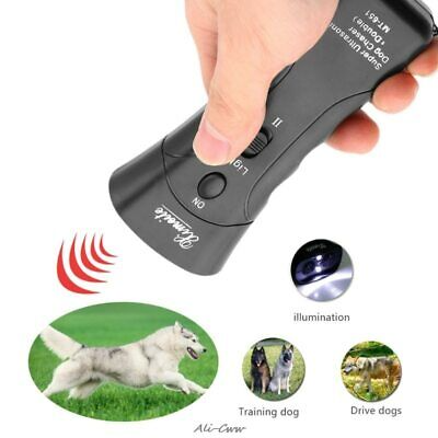 Aparat cu ultrasunete pentru caini, dispozitiv portabil dresaj si descurajare, raza pana la 12 m, LED integrat, alimentare 9V