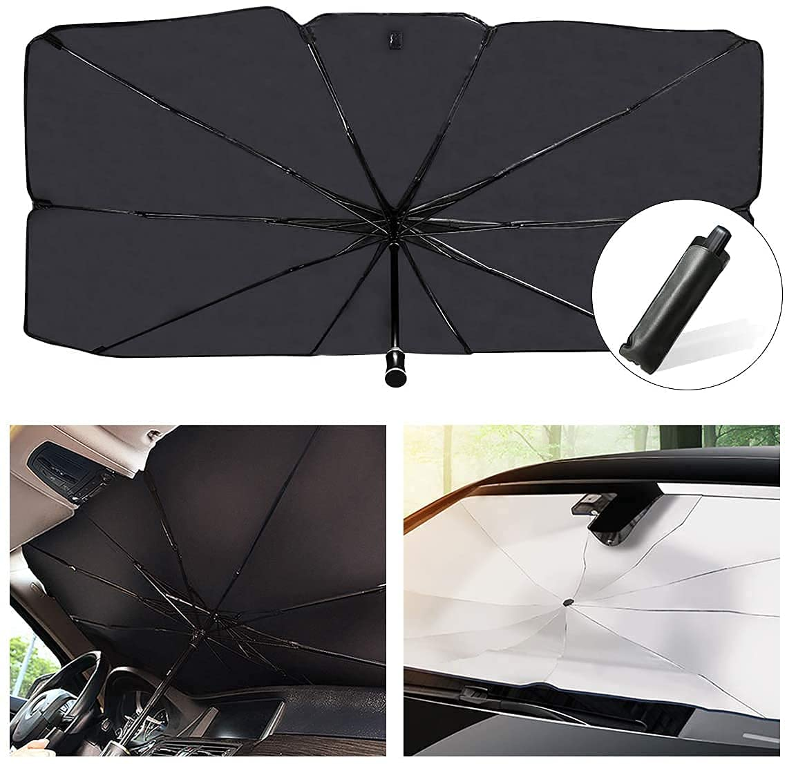 Parasolar Pliabil Tip Umbrelă pentru Parbriz Auto, Protecție UV, Pliere Rapidă, Izolare Termică, Compatibil Universal, Husă Inclusă