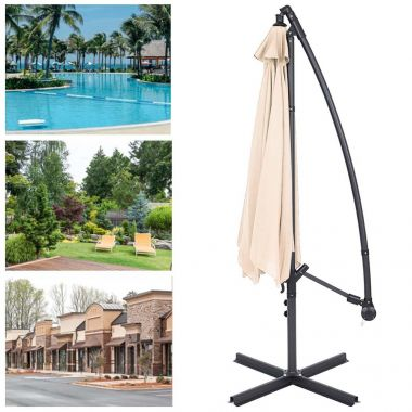 Umbrelă de soare suspendată pentru grădină, 3 x 2.5 m, structură metalică, reglabilă, cu suport