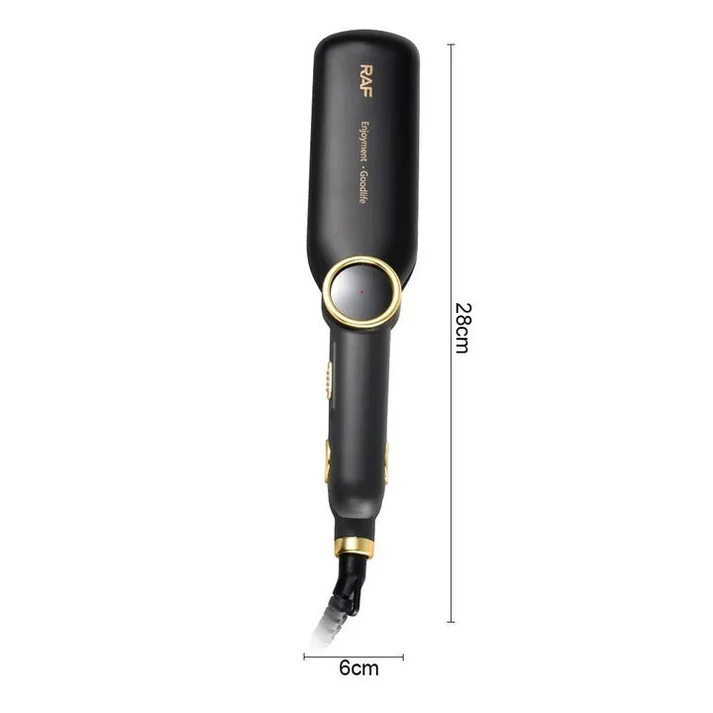 Ondulator par RAF R0411, invelis ceramic, temperatura digitala, cablu rotativ 360°, bucle, negru/auriu, garantie 3 ani
