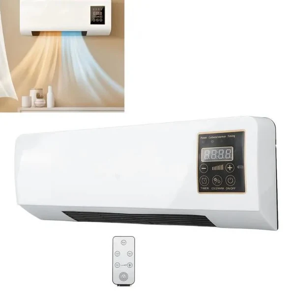 AER CONDITIONAT PORTABIL 2 ÎN 1 – AER RECE ȘI CALD, 1800W, TERMOSTAT REGLABIL 16-40°C, TELECOMANDĂ, ALB