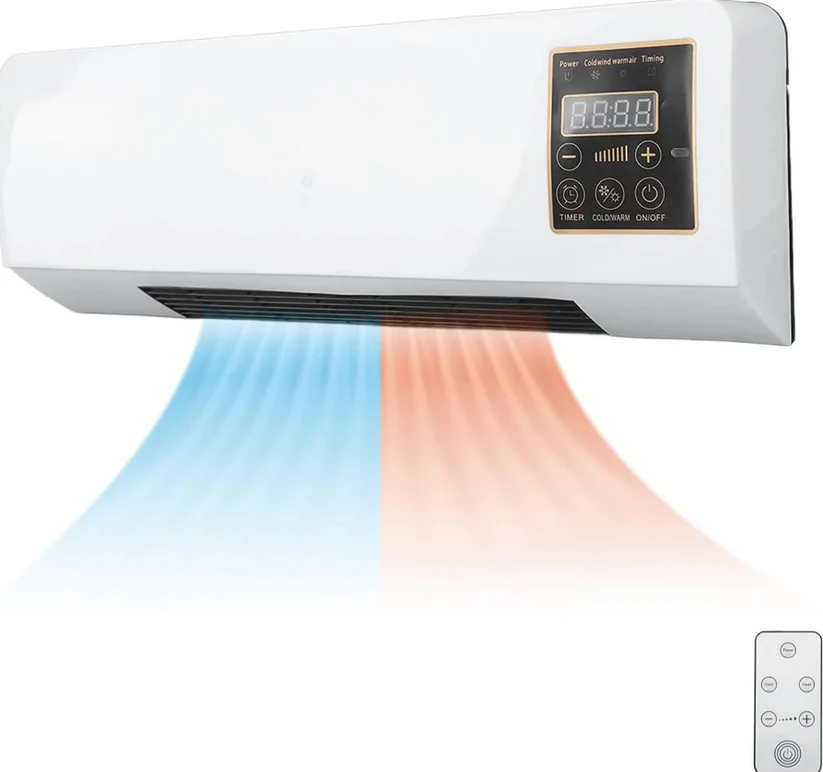 AER CONDITIONAT PORTABIL 2 ÎN 1 – AER RECE ȘI CALD, 1800W, TERMOSTAT REGLABIL 16-40°C, TELECOMANDĂ, ALB