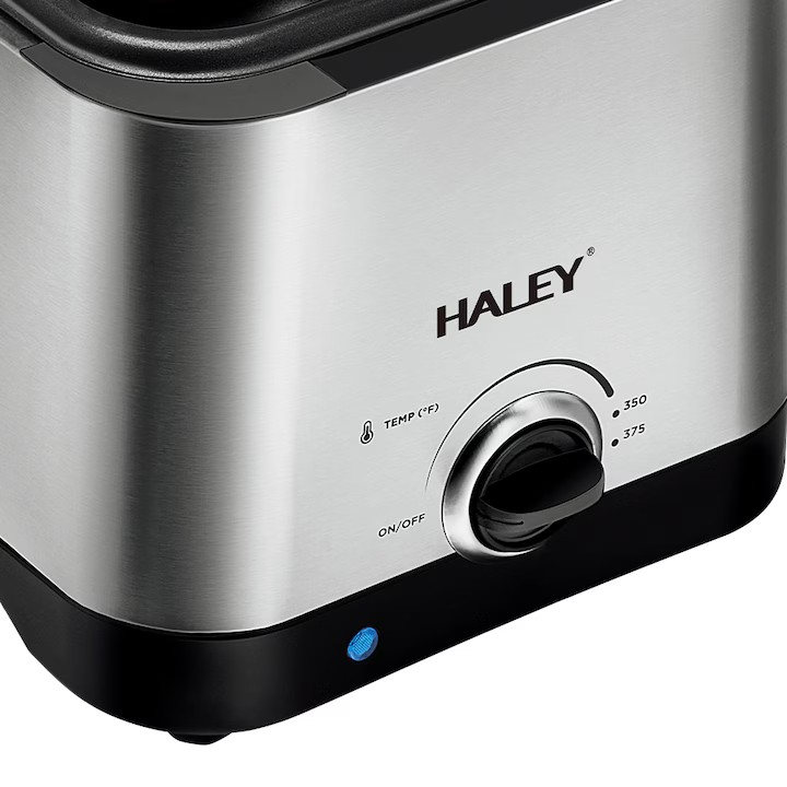 Friteuza Electrica HALEY , Garantie 3 Ani, 1000W, Capacitate 2.5L, Control Temperatura, Design Elegant Argintiu