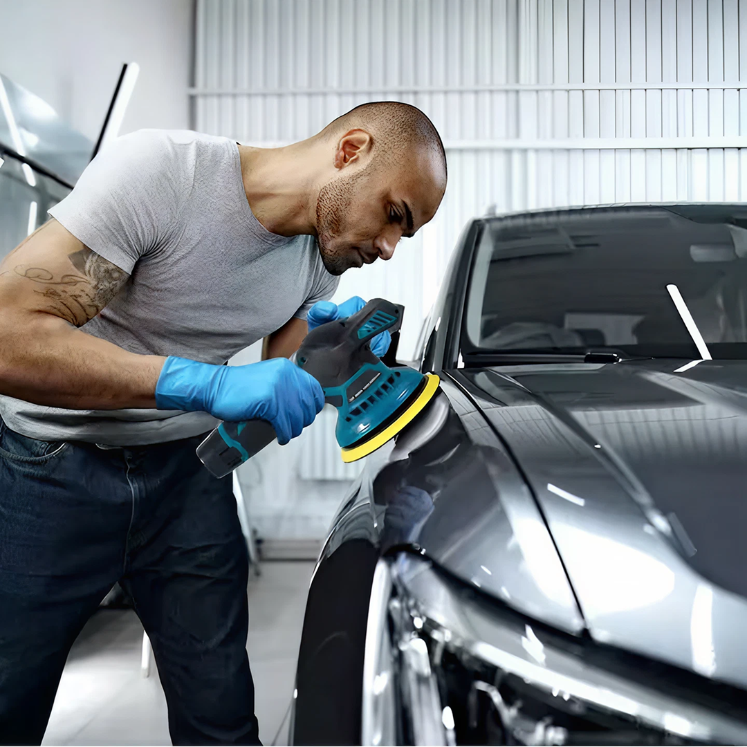 Aparat Polish Auto Profesional, 2 Acumulatori 48V, 1500mAh, 8 Viteze, 5500 RPM, Fără Fir, Accesorii Incluse pentru Lustruire Caroserie și Faruri
