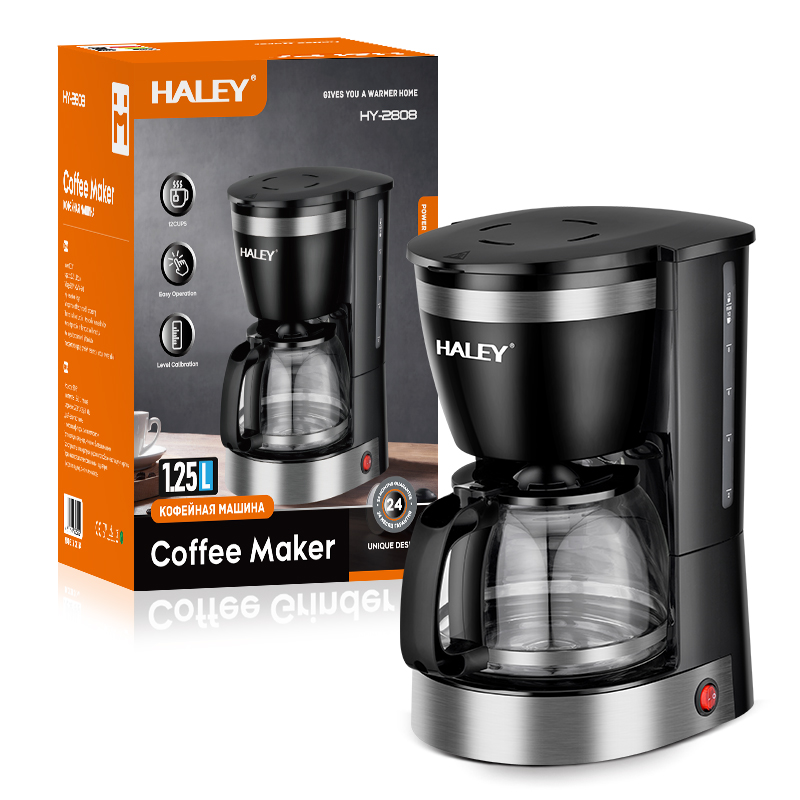 Aparat de Cafea HALEY HY-2808, Garantie 3 Ani, 800W, Capacitate 1.25L, 12 Cani, Sistem de Siguranta, Operare Usoara
