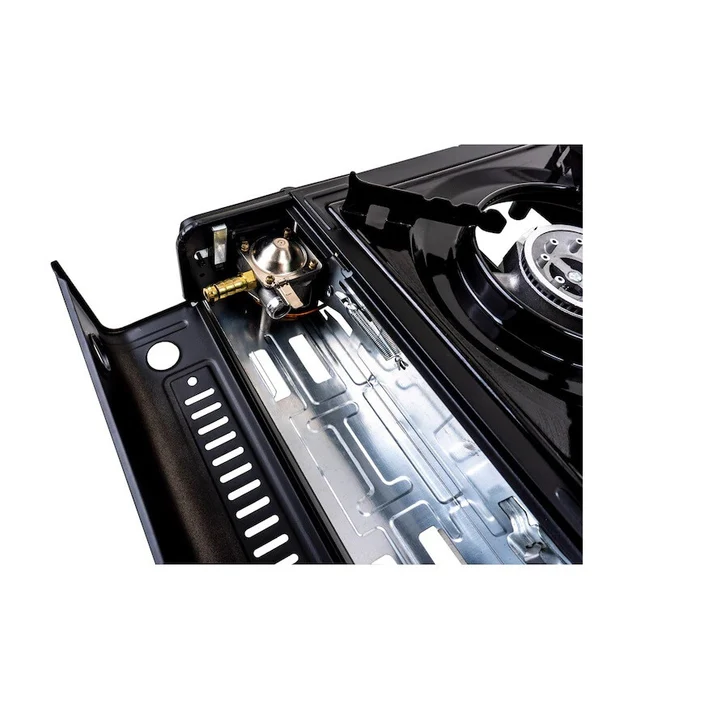Aragaz portabil camping 2.3kW, aprindere automata, compatibil gaz butan/GPL, compact, negru
