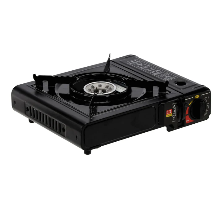 Aragaz portabil camping 2.3kW, aprindere automata, compatibil gaz butan/GPL, compact, negru
