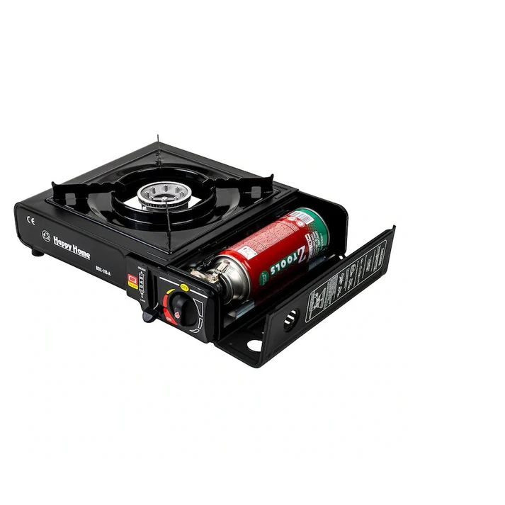 Aragaz portabil camping 2.3kW, aprindere automata, compatibil gaz butan/GPL, compact, negru