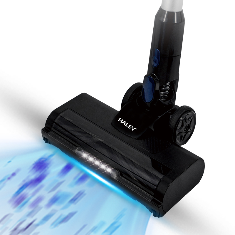 Aspirator Vertical fara Fir 2 in 1 HALEY, Garantie 3 Ani, 300W, 22.2V, Autonomie 35 Minute, Perie LED, Filtru Lavabil, Recipient 1L, Negru/Argintiu