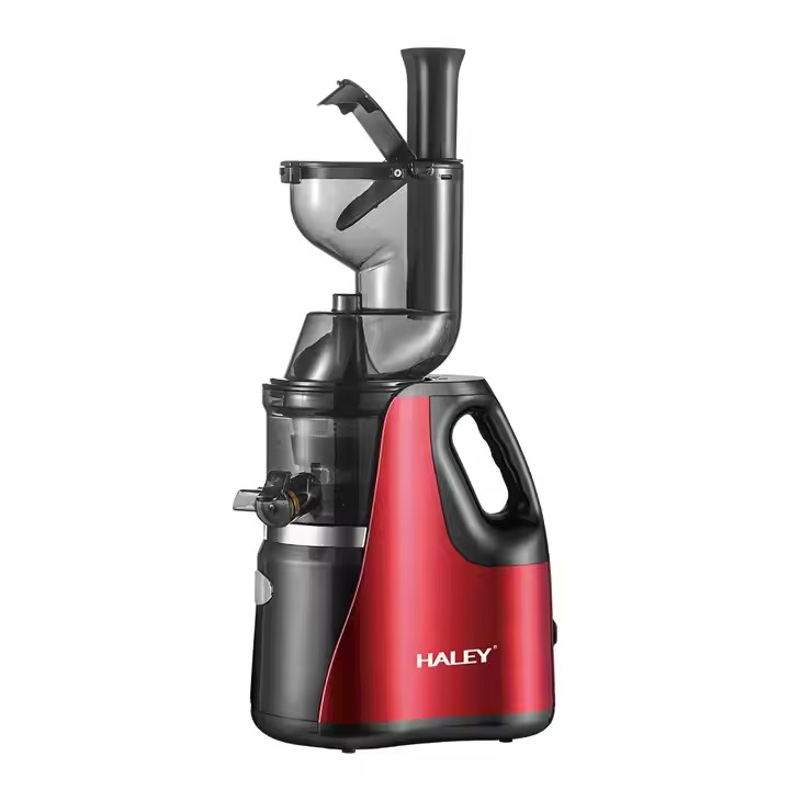 Storcator electric HALEY, 150W, pentru fructe si legume, inox, sistem anti-alunecare, rosu/negru, Garantie 3 Ani