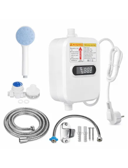 Boiler electric instant pentru apă caldă, 3500W, afișaj digital, montaj compact, IPX4