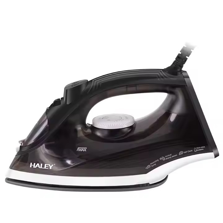 Fier de calcat de mana HALEY HY-2032, 1400W, abur sub presiune, talpa ceramica, temperatura reglabila, negru, Garantie 3 Ani