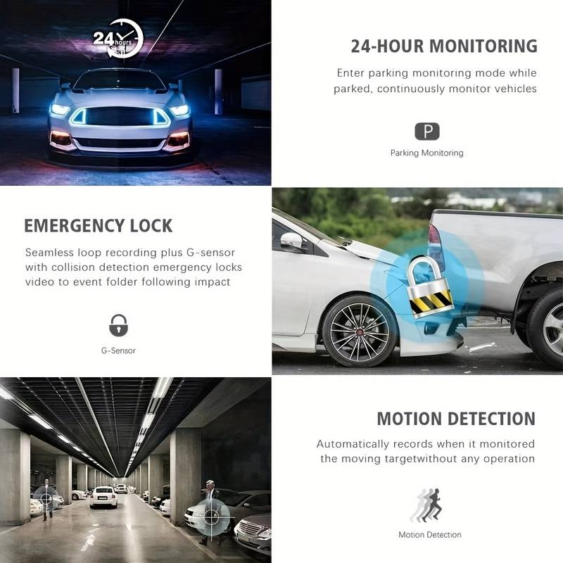 CAMERA AUTO TRIPLĂ FULL HD 1080P – 3 CAMERE FAȚĂ/SPATE/INTERIOR, ECRAN 2”, G-SENZOR, ÎNREGISTRARE CICLICĂ