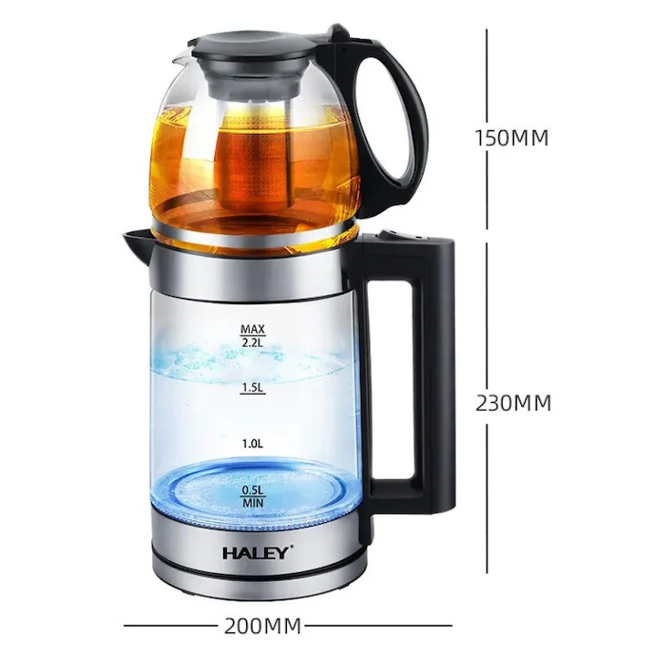 Fierbator electric HALEY HY-8924, 2000W, capacitate 2.2L, inox 304, afisaj digital, oprire automata, baza 360°, Garantie 3 Ani