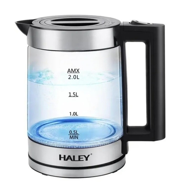 Fierbator electric HALEY HY-8924, 2000W, capacitate 2.2L, inox 304, afisaj digital, oprire automata, baza 360°, Garantie 3 Ani