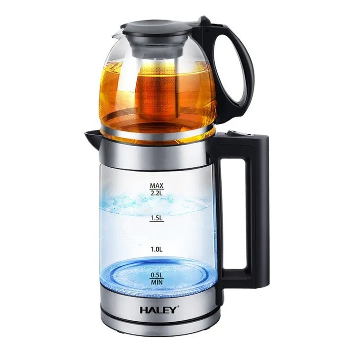 Fierbator electric HALEY HY-8924, 2000W, capacitate 2.2L, inox 304, afisaj digital, oprire automata, baza 360°, Garantie 3 Ani