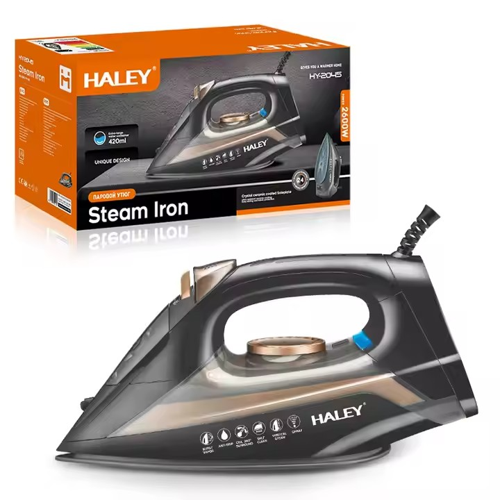 Fier de calcat cu abur HALEY HY-2045, 2200W, talpa ceramica, temperatura reglabila, portabil, Garantie 3 Ani