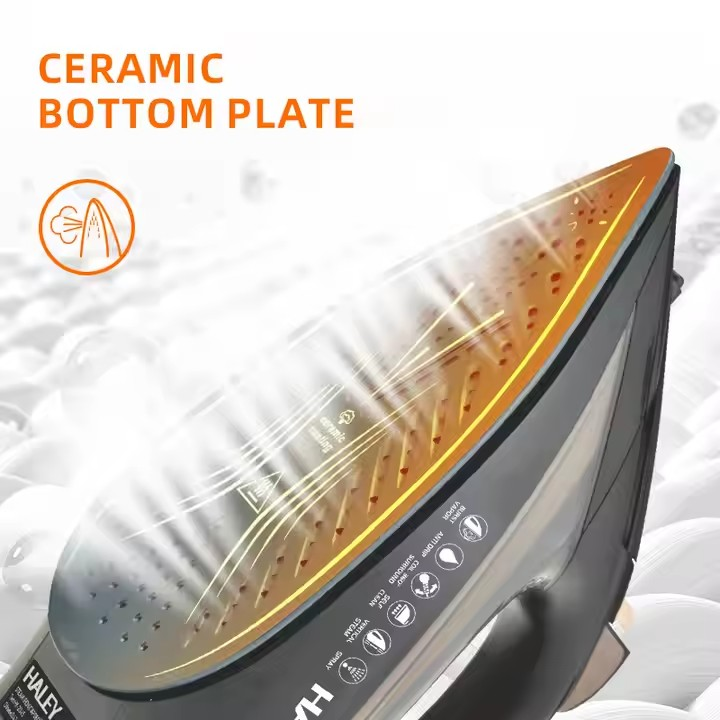 Fier de calcat cu abur HALEY HY-2045, 2200W, talpa ceramica, temperatura reglabila, portabil, Garantie 3 Ani