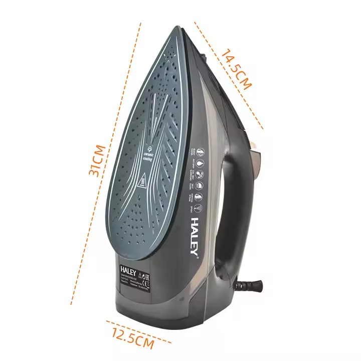 Fier de calcat cu abur HALEY HY-2045, 2200W, talpa ceramica, temperatura reglabila, portabil, Garantie 3 Ani