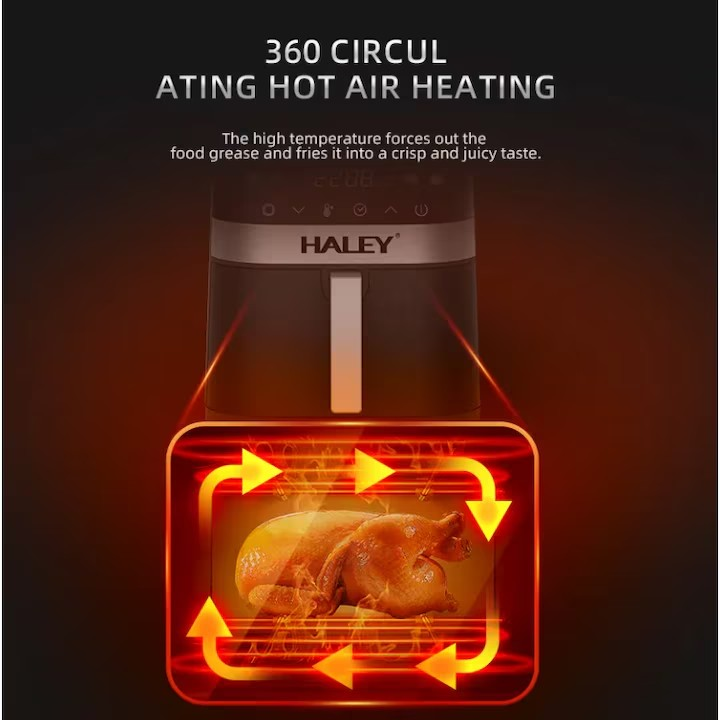 Friteuza cu aer HALEY HY-2514, 2000W, capacitate 7L, air fryer digital, antiaderenta, protectie supraincalzire, Garantie 3 Ani