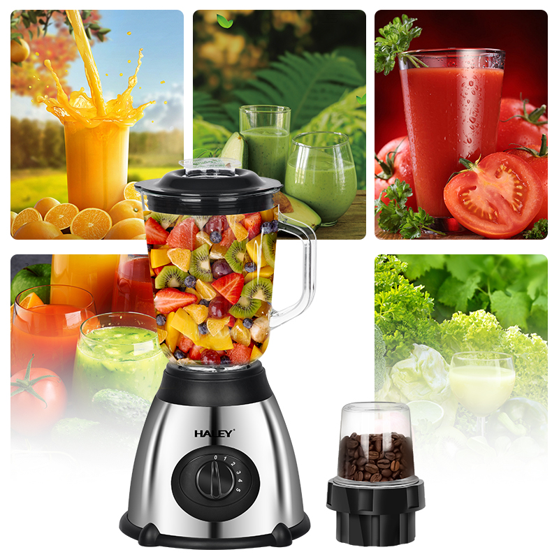 Blender Multifunctional HALEY 1200W, 1.5L, motor profesional 7025, recipient suc 500ml, zdrobire gheata, Garantie 3 Ani