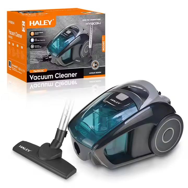 Aspirator fara sac HALEY HY-9034, 2800W, recipient 2L, putere aspirare mare, negru/albastru, Garantie 3 Ani