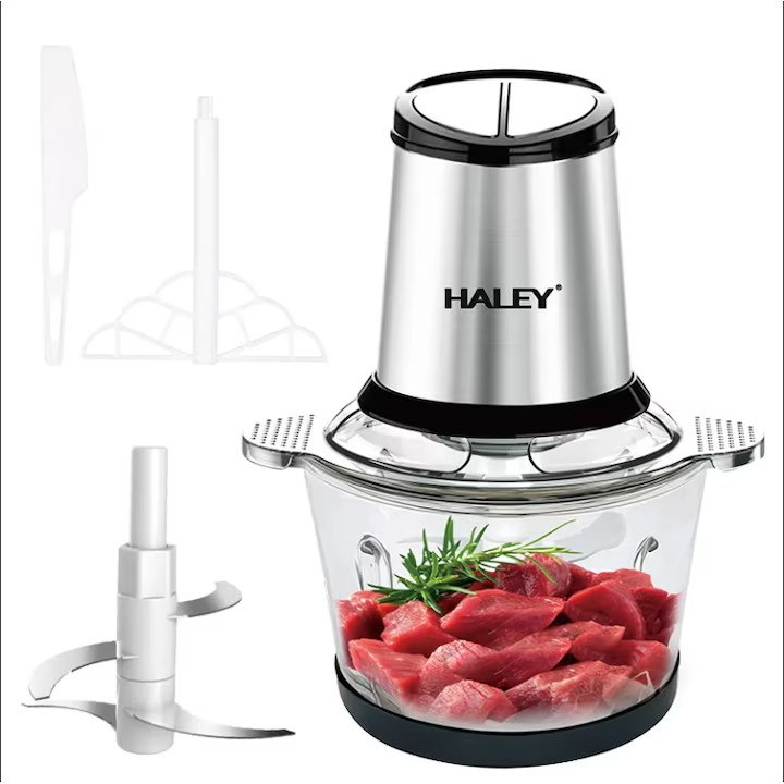 Tocator Multifunctional HALEY HY-1224, 2L, inox, electric, pentru carne si legume, motor puternic, Garantie 3 Ani