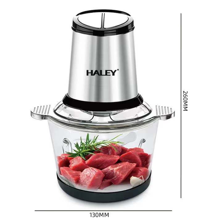 Tocator Multifunctional HALEY HY-1224, 2L, inox, electric, pentru carne si legume, motor puternic, Garantie 3 Ani