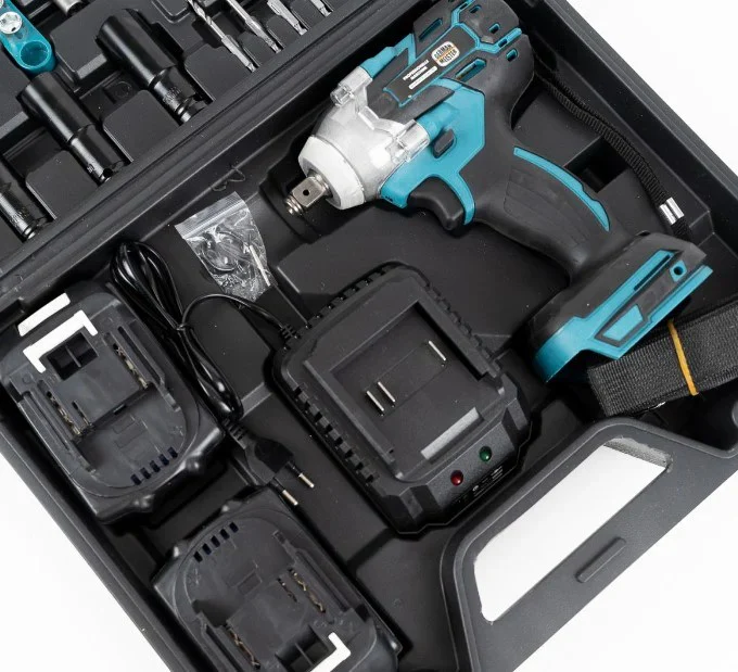 Cheie de impact 550Nm, masina de insurubat cu 2 acumulatori 48V Li-Ion, 43 accesorii, valiza transport