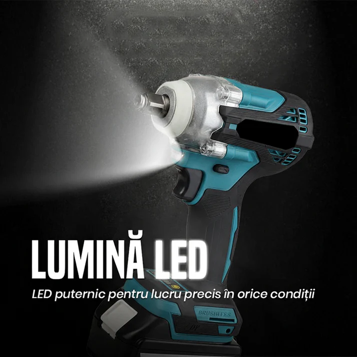 Cheie de impact 550Nm, masina de insurubat cu 2 acumulatori 48V Li-Ion, 43 accesorii, valiza transport