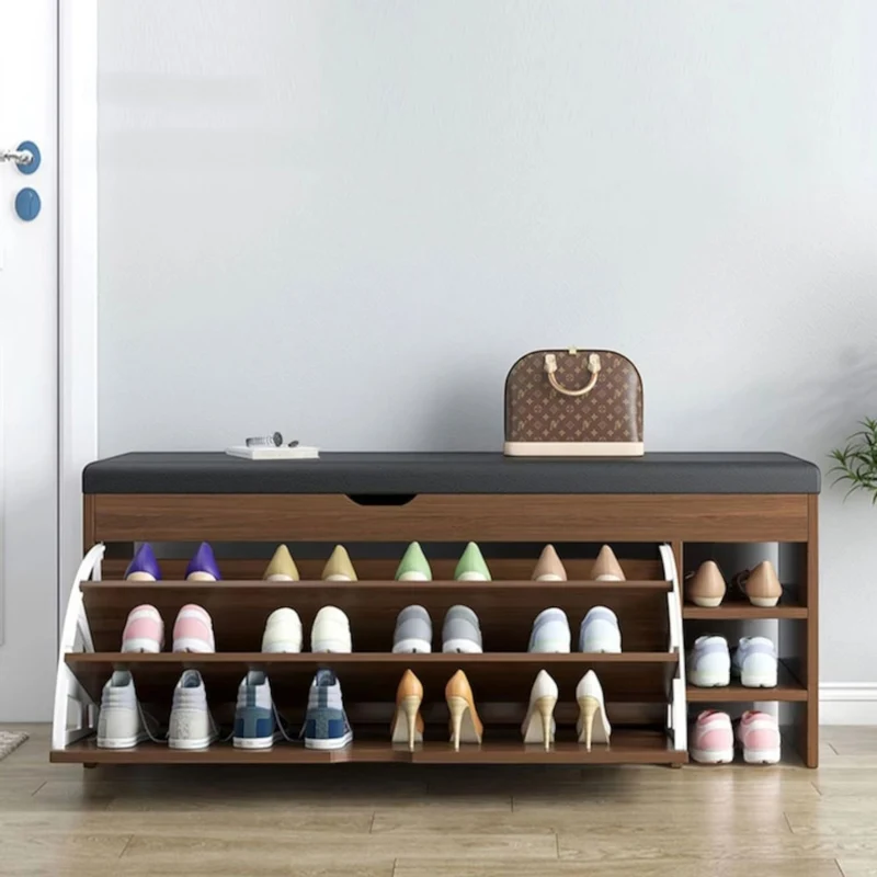 Pantofar Tip Banchetă cu Spațiu de Depozitare, 100 × 30 × 51 cm | 3 Rafturi | Șezut Tapițat | Alb, Maro sau Gri