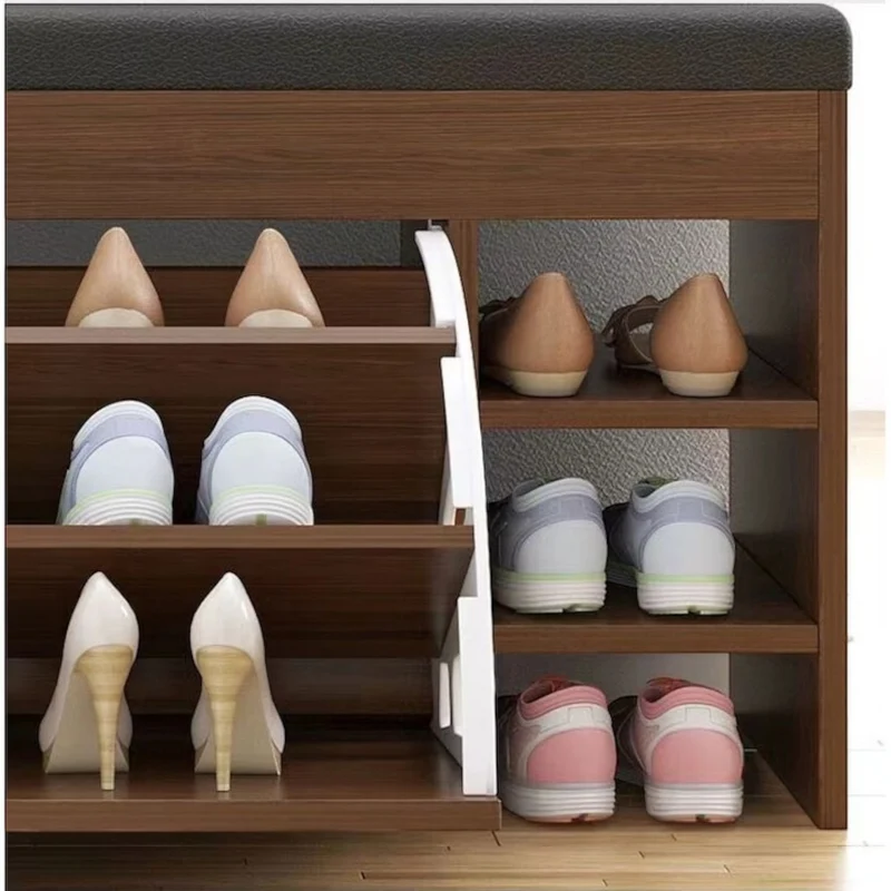 Pantofar Tip Banchetă cu Spațiu de Depozitare, 100 × 30 × 51 cm | 3 Rafturi | Șezut Tapițat | Alb, Maro sau Gri